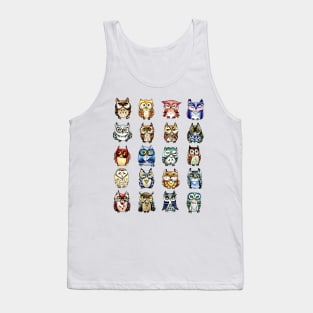 Rainbow owls and cat Tank Top